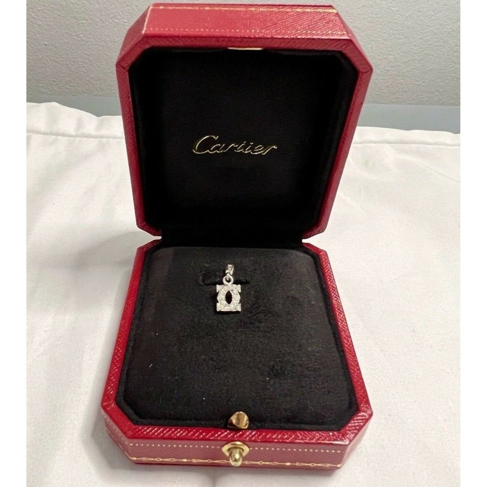 Cartier C2 Necklace Charm 18K (750) White Gold Diamond With Certificate